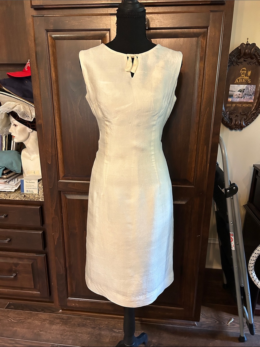 1950’s Sz S Classic Ivory Sleeveless Sheath Dress - Jonathan Logan